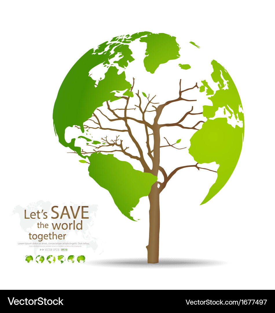 Tree shaped world map vector image