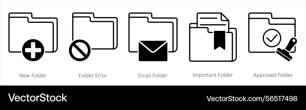 A set of 5 files icons as new folder error vector image