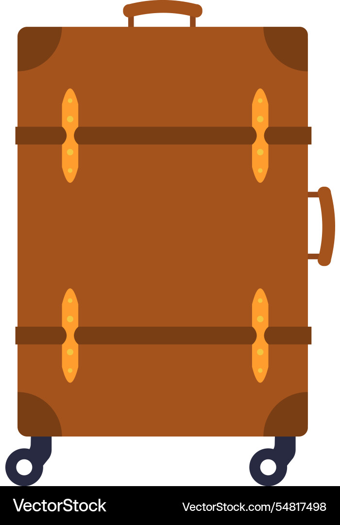 Brown vintage suitcase with leather straps golden Brown vintage suitcase with leather straps golden vector image