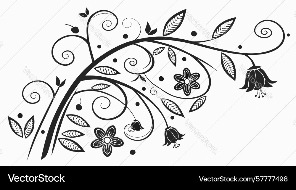 Ornate branch with swirls abstract elements Vector Image