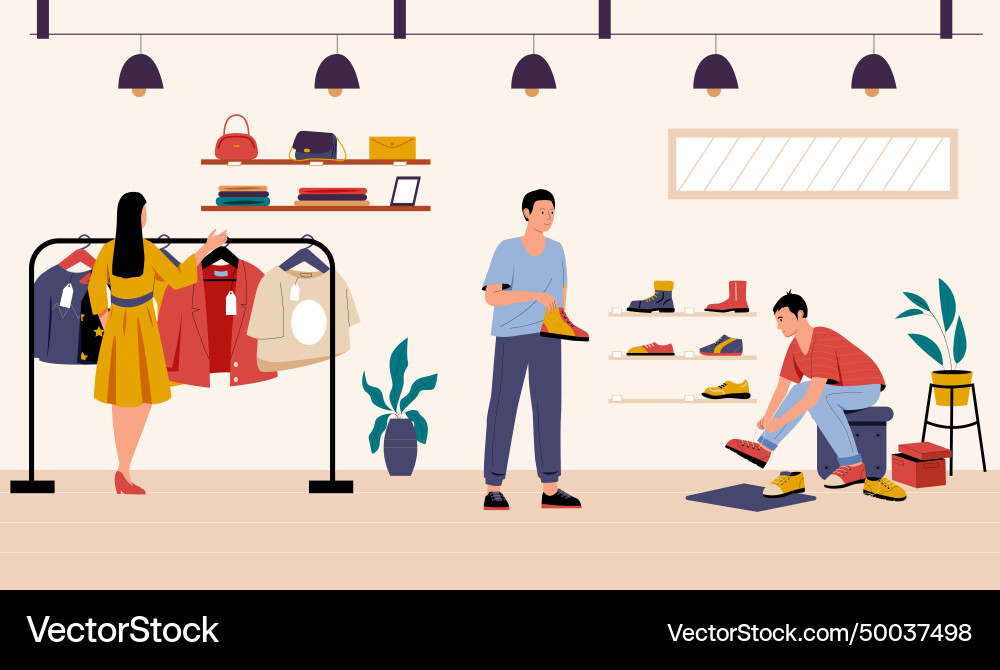 Retail Shop Assistant with Sneakers Royalty Free Vector