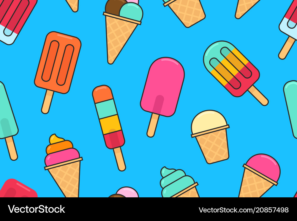 Seamless pattern with colorful different ice cream Seamless pattern with colorful different ice cream vector image