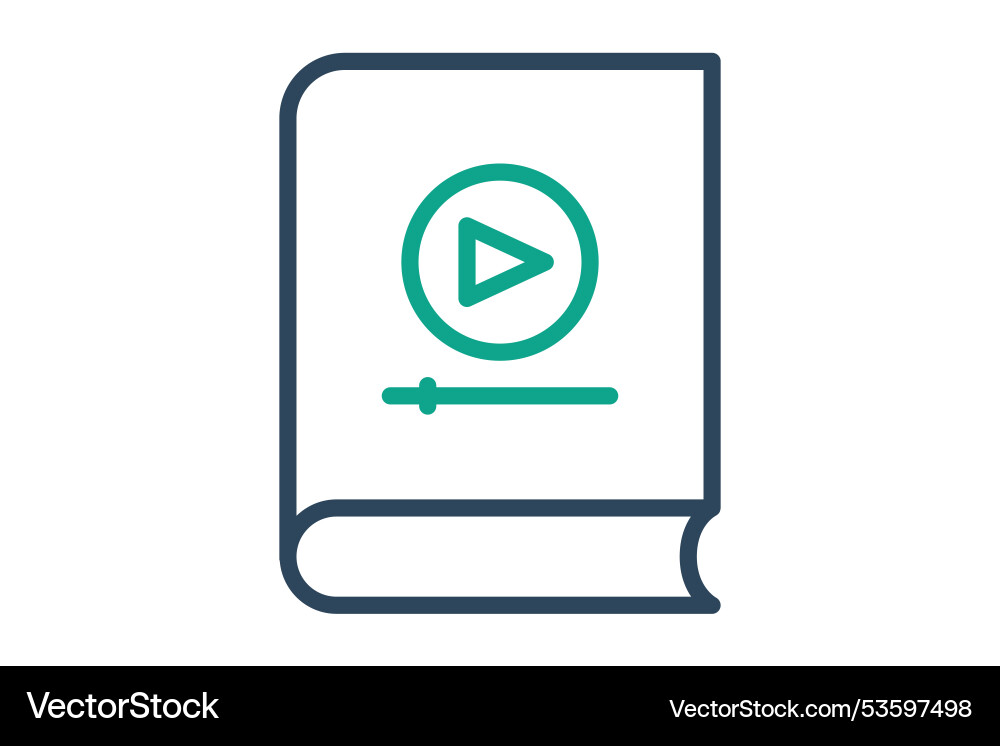 Tutorial icon line style book with play sign Tutorial icon line style book with play sign Vector Image