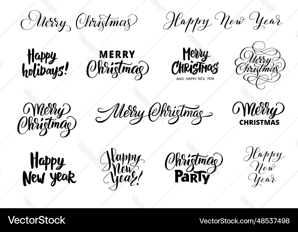 Winter Holiday Typography - Merry Christmas & New vector image