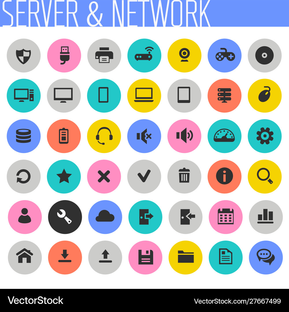 Computer and server networks icon set trendy flat Computer and server networks icon set trendy flat vector image