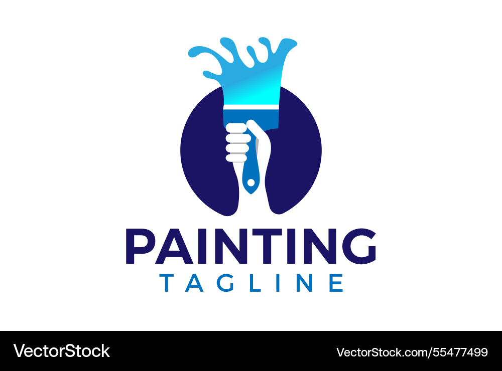 Creative paint brush logo design house painting Creative paint brush logo design house painting vector image