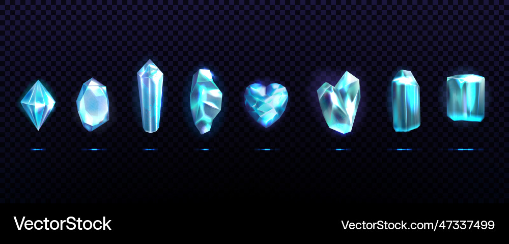 Crystal gems shiny game ice different forms Crystal gems shiny game ice different forms vector image