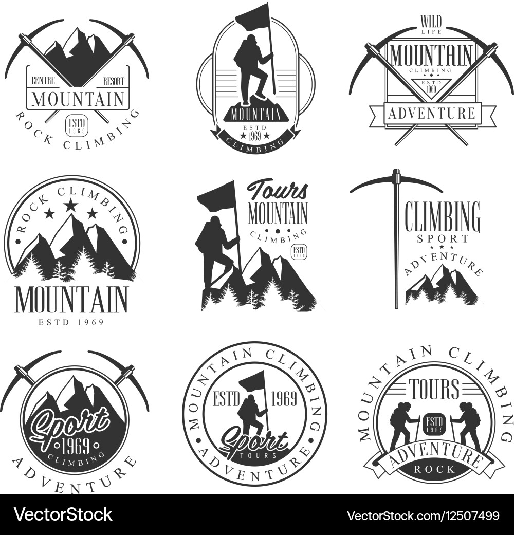 Mountain Climbing Tour - Adventure Symbols Vector Image