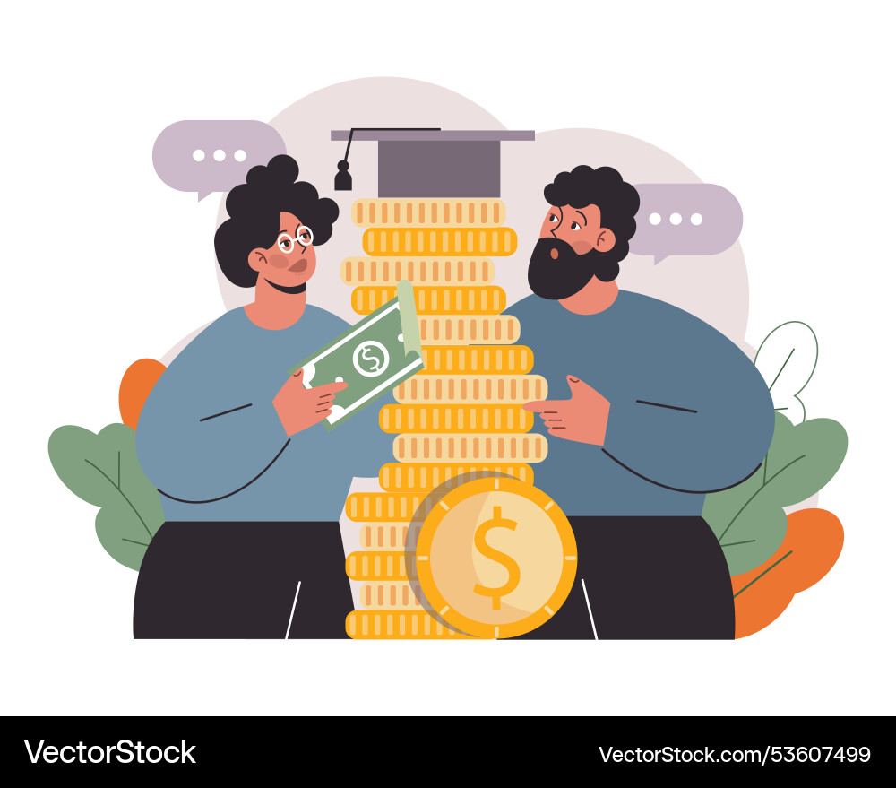 Student debt young graduated character Royalty Free Vector
