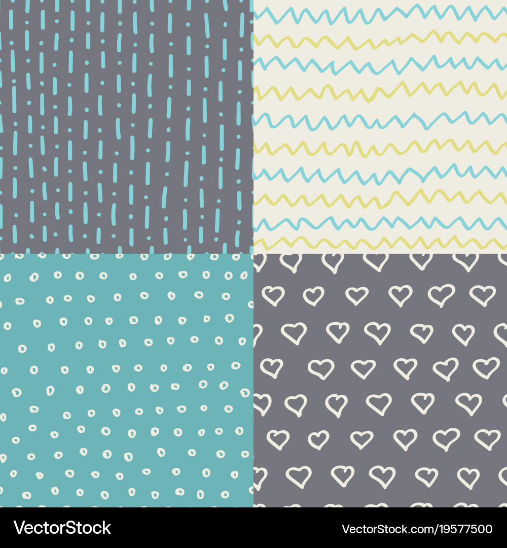 Abstract handdrawn seamless patterns set simple Vector Image