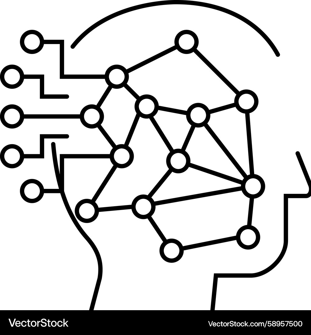 Big Data & Machine Learning Line Icon Vector Image
