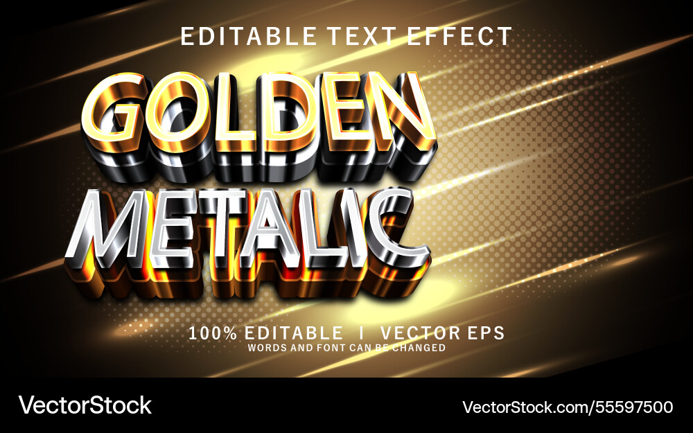 Golden metallic 3d Texteffekt mit modernem Stil Golden metallic 3d Texteffekt mit modernem Stil vektorbild