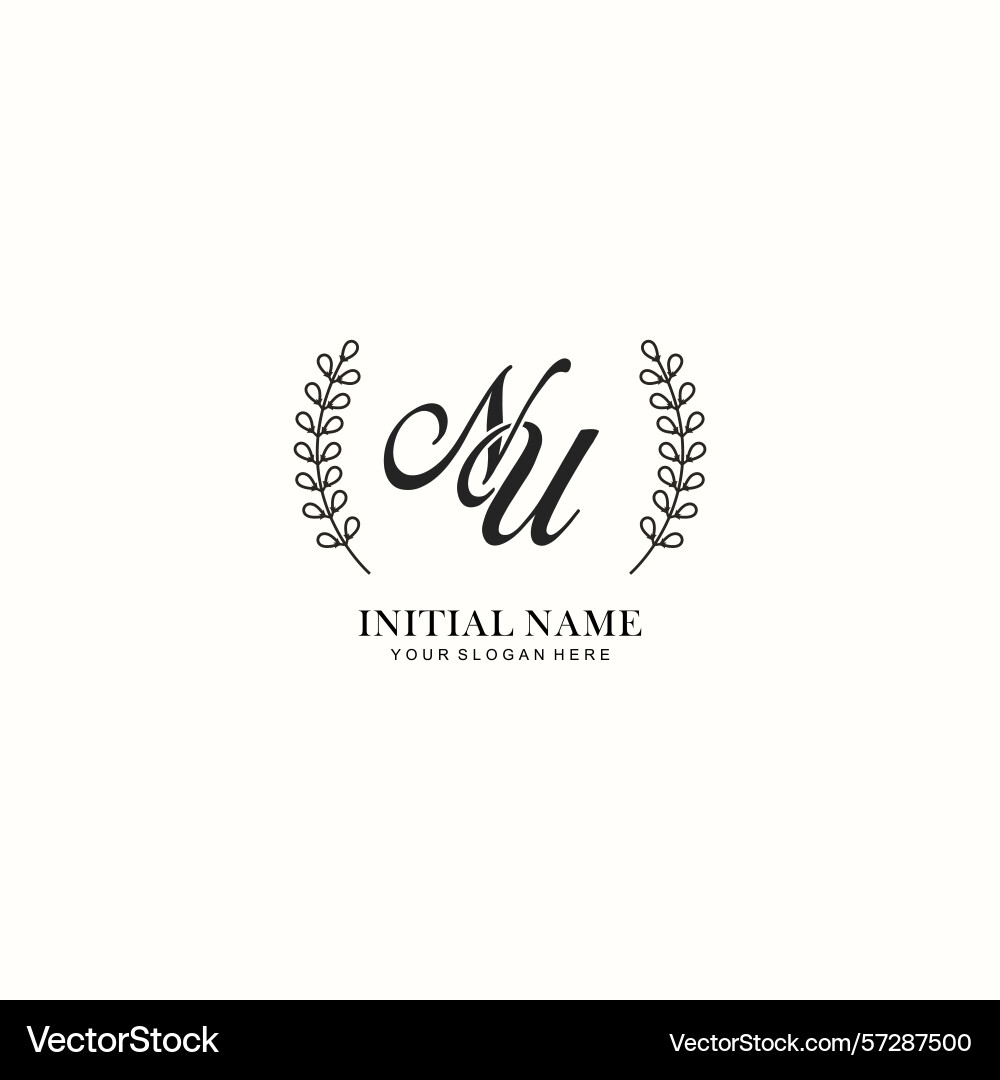 Nu initial logo templates with botanical elements Vector Image