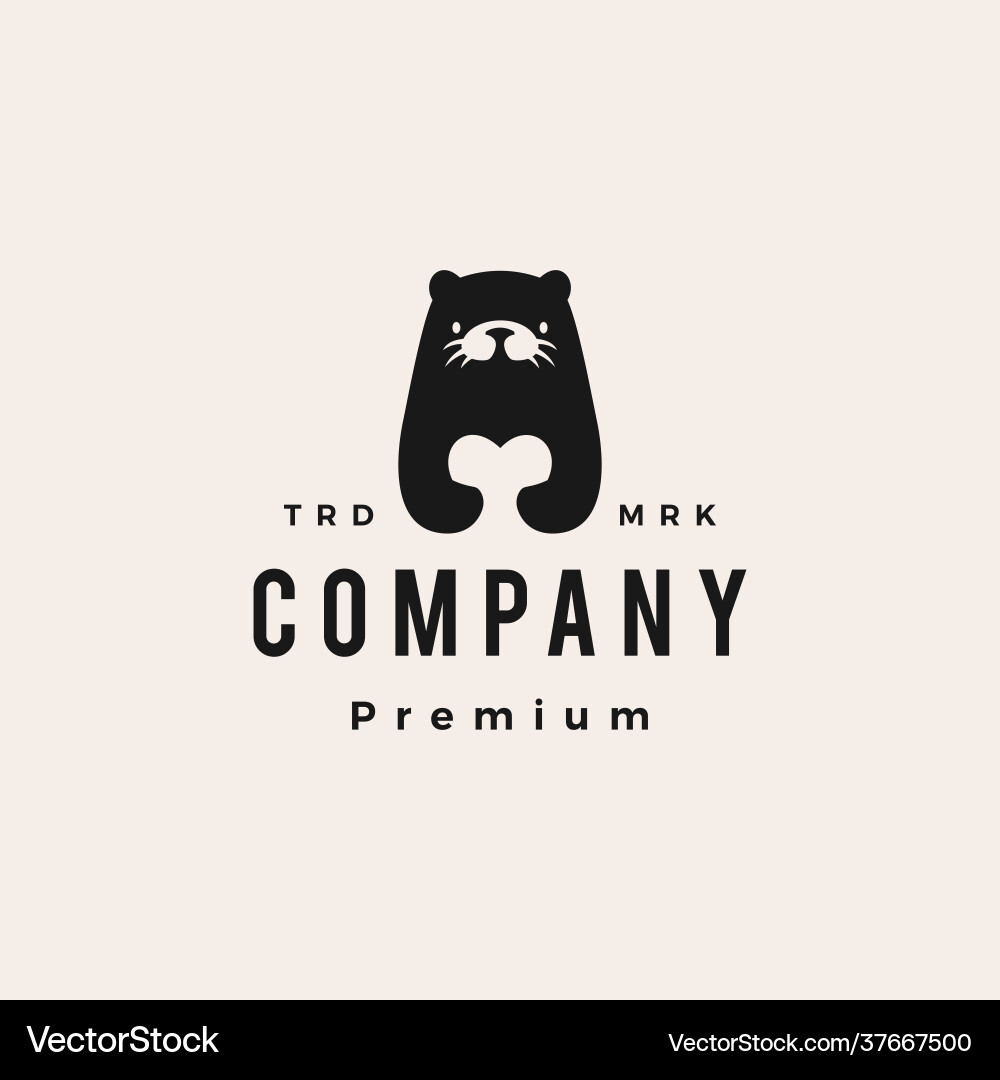 Otter love heart hipster vintage logo icon vector image