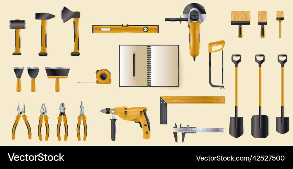 Reparatur-Werkzeuge Hausbau Ausrüstung Hammer Reparatur-Werkzeuge Hausbau Ausrüstung Hammer vektorbild