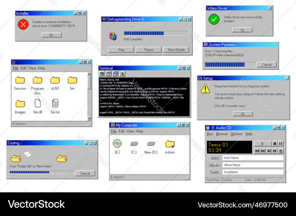 Retro PC Error Message Windows vector image