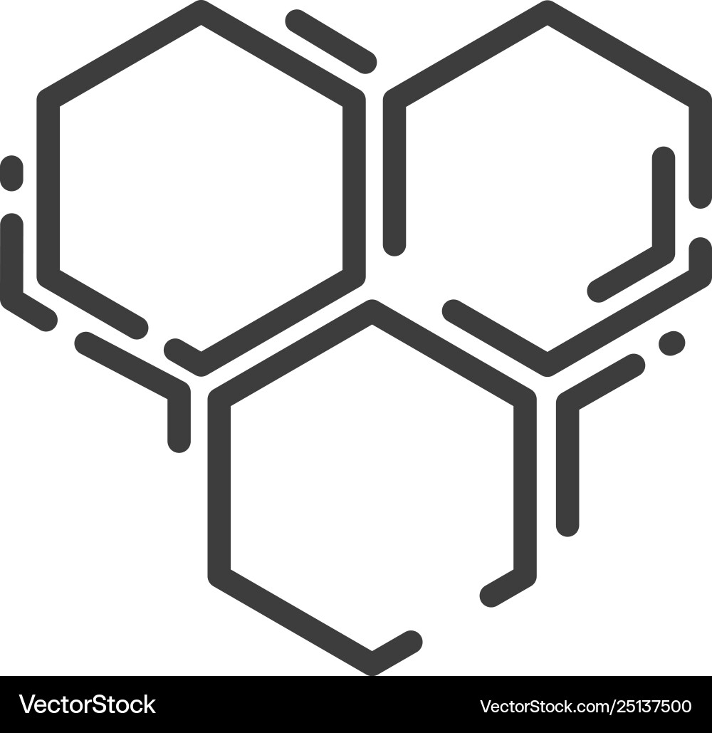 Simple line art icon three bee hexagonal Simple line art icon three bee hexagonal vector image