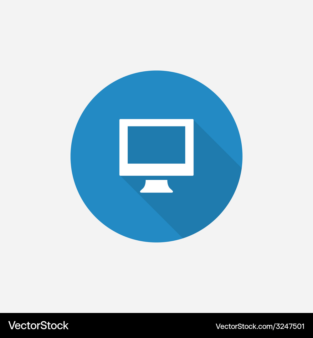 Blue Computer Icon with Shadow Vector Image