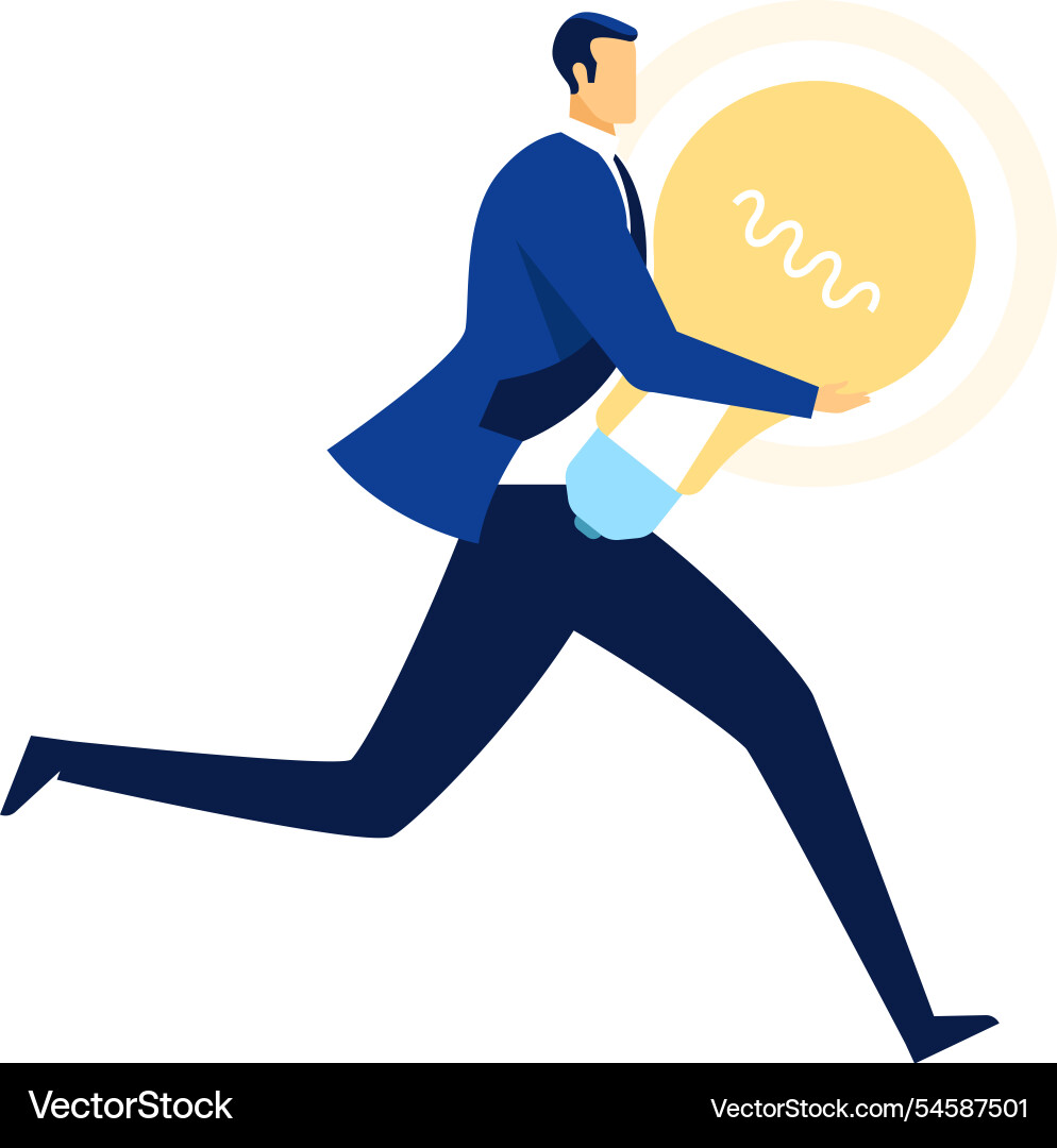 Businessman running swiftly while holding a large Businessman running swiftly while holding a large vector image