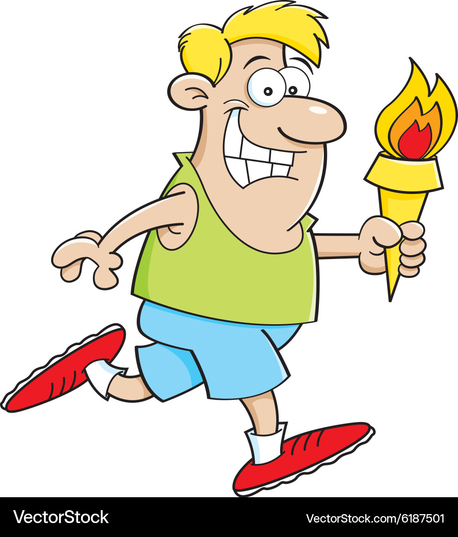Cartoon man running with a torch vector image