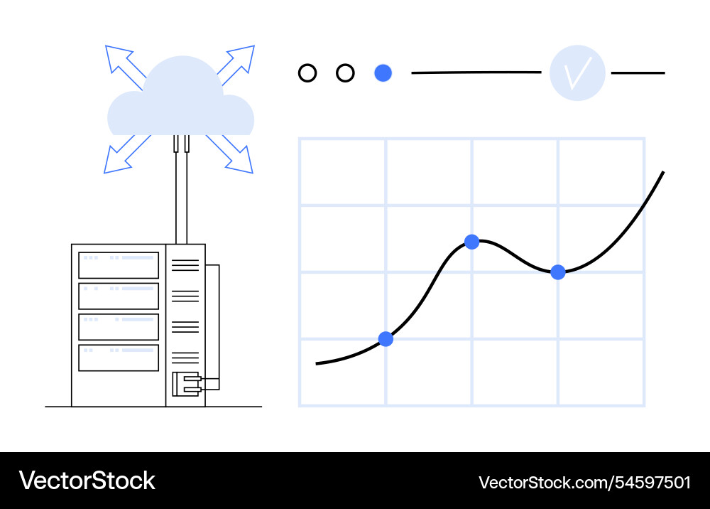 Cloud Computing Datenfluss und Analytik Cloud Computing Datenfluss und Analytik vektorbild