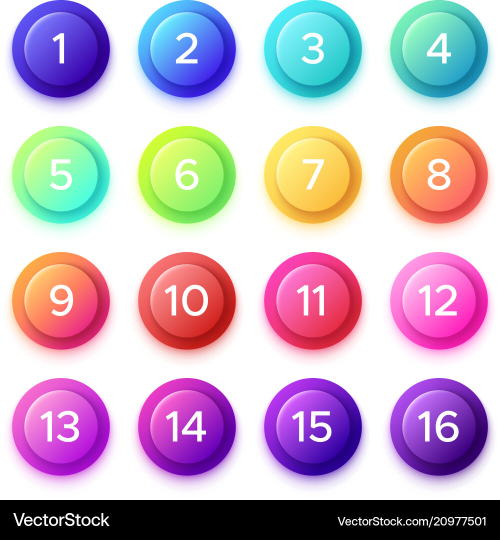 Colorful Gradient Bullet Buttons vector image