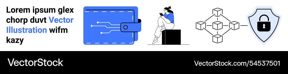 Digital wallet person using mobile blockchain Digital wallet person using mobile blockchain vector image