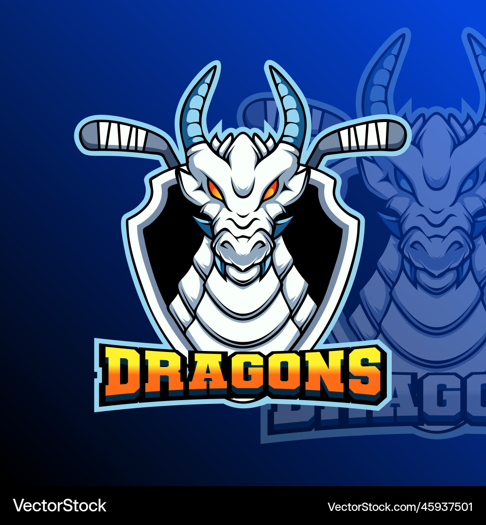 Dragon Hockey Team Badge Vector Image