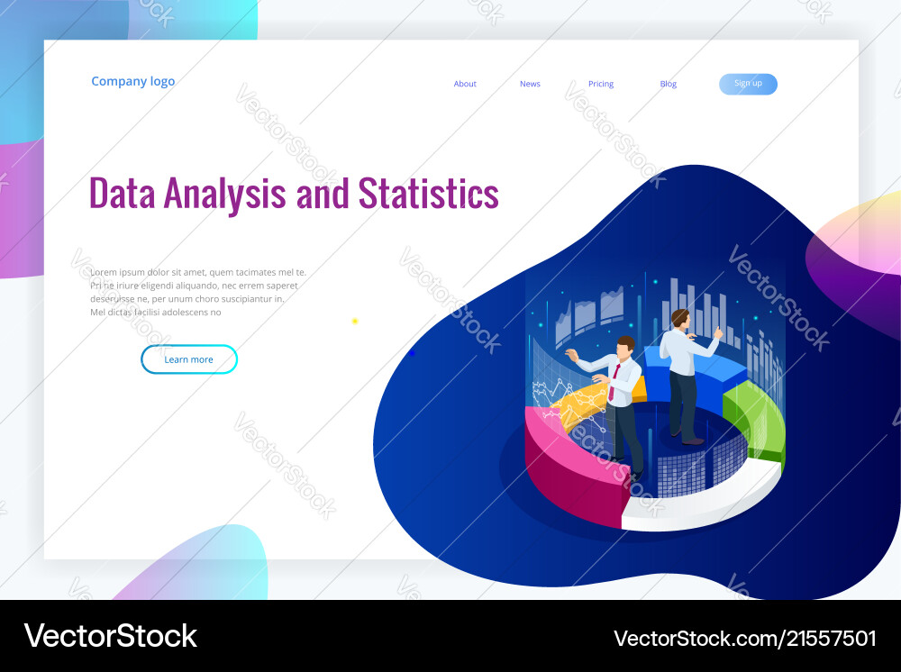 Isometric web banner data analysis and statistics vector image