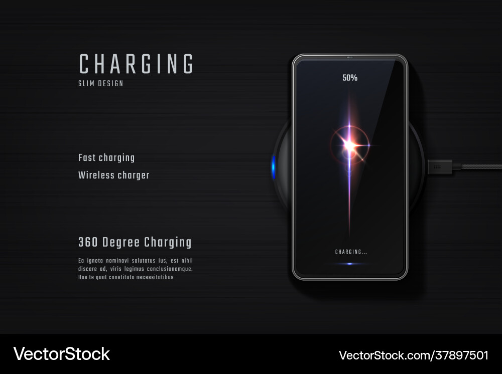 Kabellose Telefonaufladung realistische mobile Energie Kabellose Telefonaufladung realistische mobile Energie vektorbild