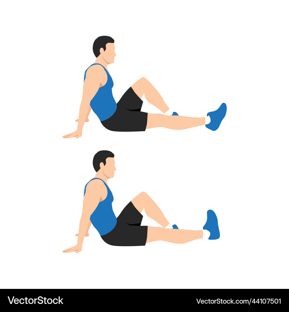 Man doing ankle pumping exercises in 2 steps Man doing ankle pumping exercises in 2 steps vector image