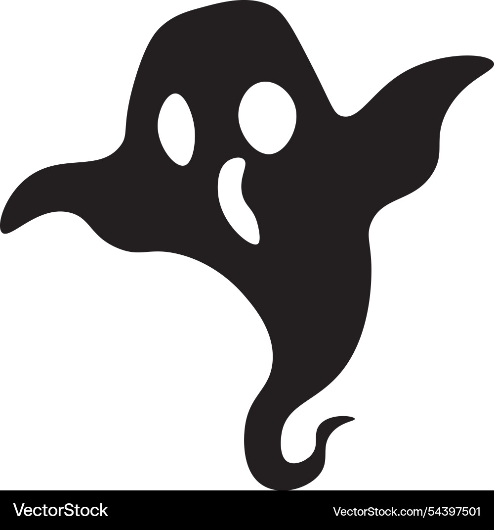 Spooky schwarzer Geist mit runden Augen und offenem Spooky schwarzer Geist mit runden Augen und offenem vektorbild