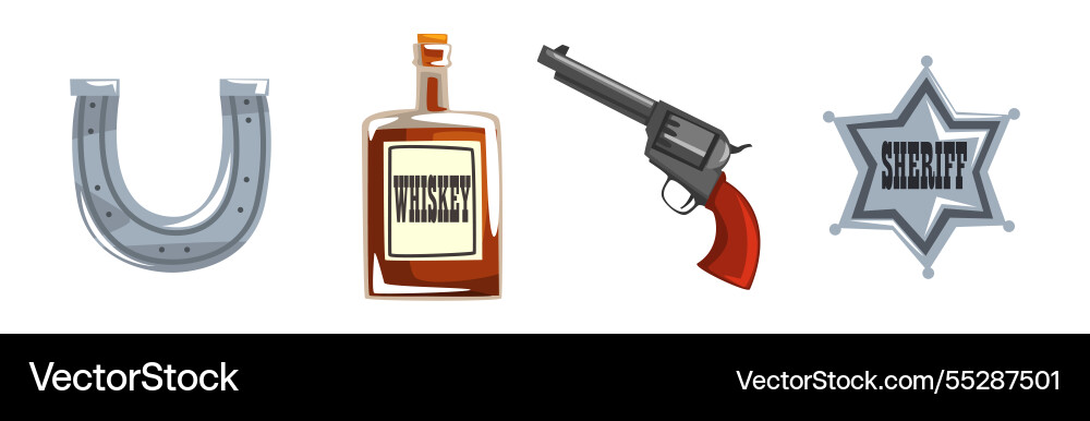 Wild west authentic object and symbol set Wild west authentic object and symbol set vector image