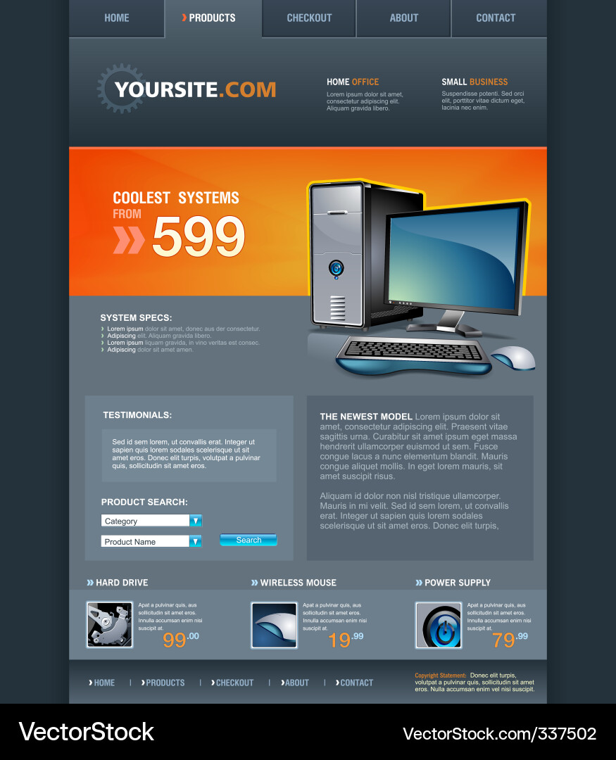Computer Shop Website Template vector image