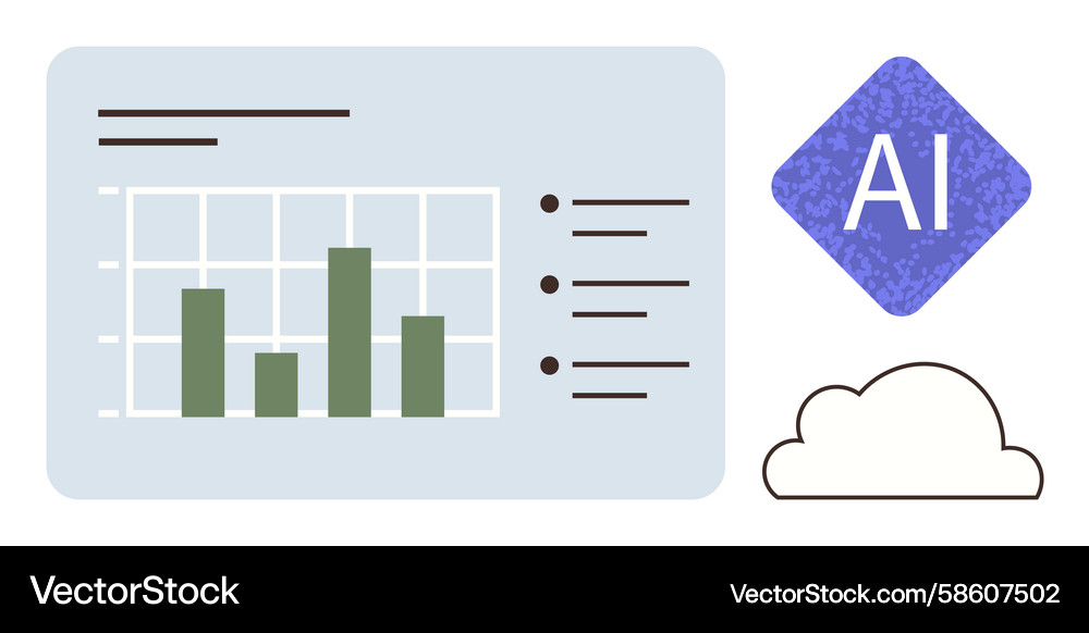 Data analysis concept with bar graph ai element Vector Image