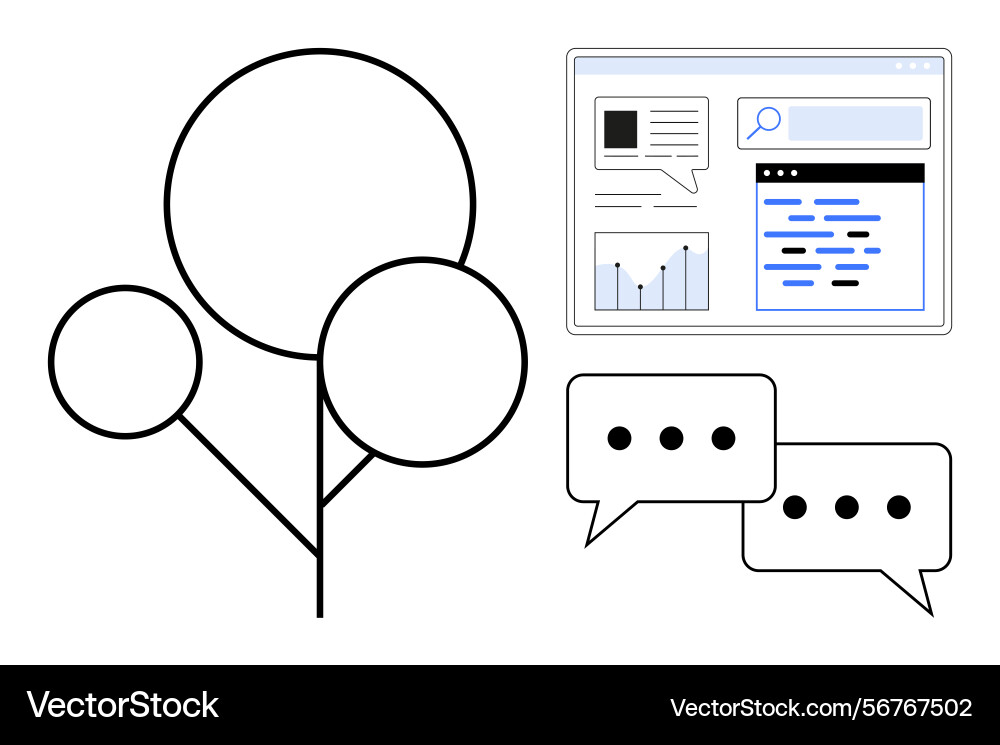 Digital collaboration with messages analytics Digital collaboration with messages analytics Vector Image