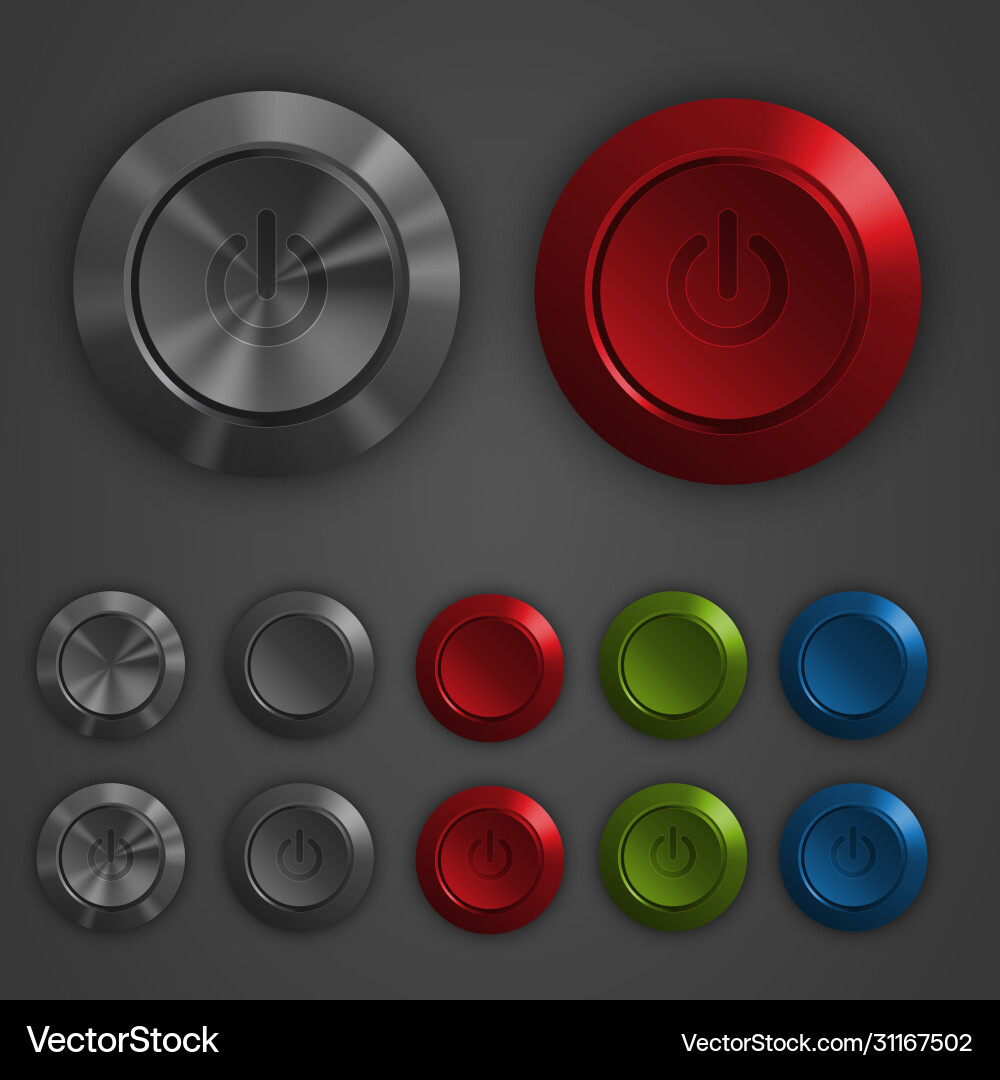Plastic Button Set - Tech Style Vector Image