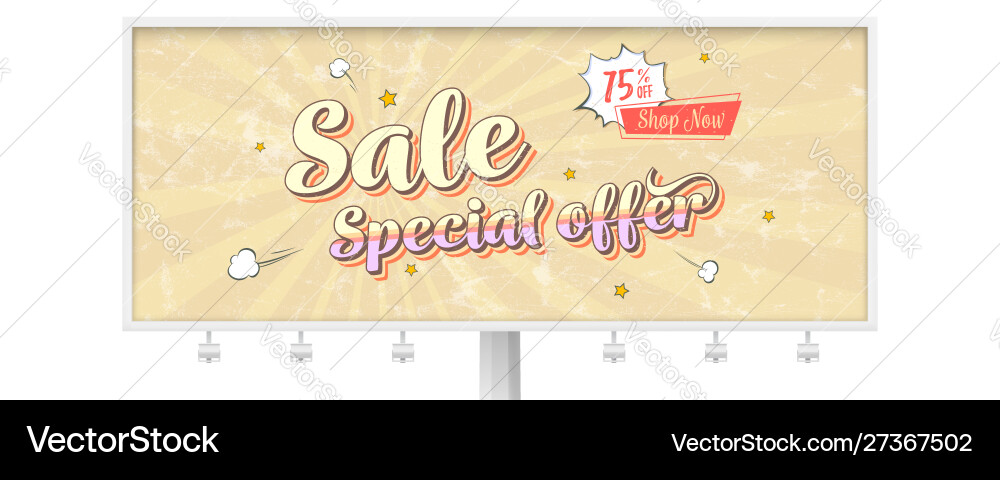 Sale special offer billboard with vintage card Sale special offer billboard with vintage card vector image