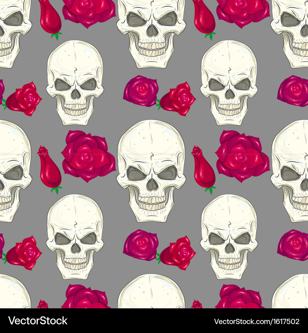 Seamless pattern with skulls Vector Image