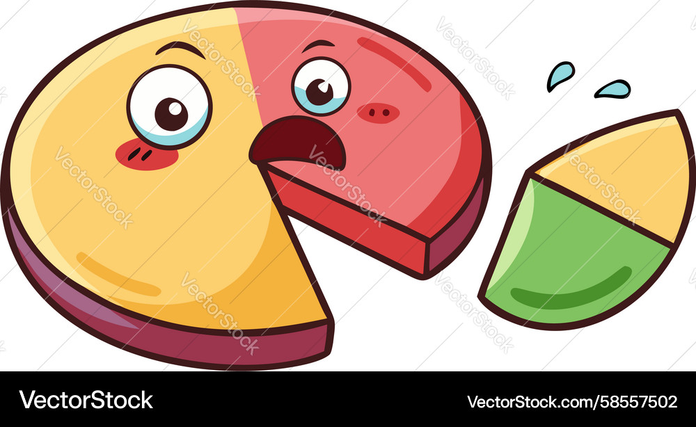 Sharing Pie Chart Character with Surprise Vector Image