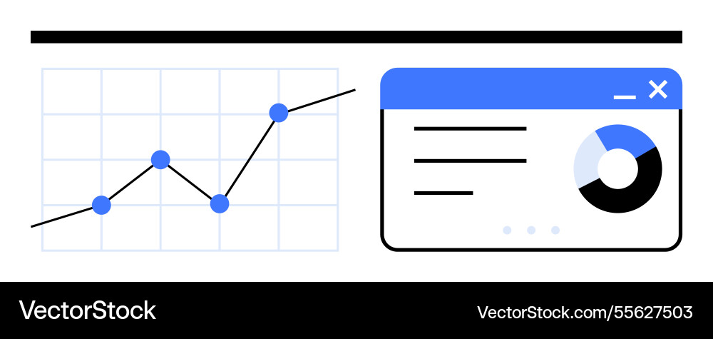 Data analytics dashboard with line graph and pie Data analytics dashboard with line graph and pie vector image