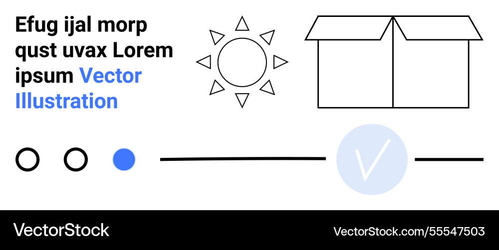 Minimalistic design with sun box and text Minimalistic design with sun box and text Vector Image