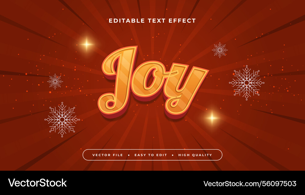 Red and orange joy 3d editable text effect - font Red and orange joy 3d editable text effect - font Vector Image