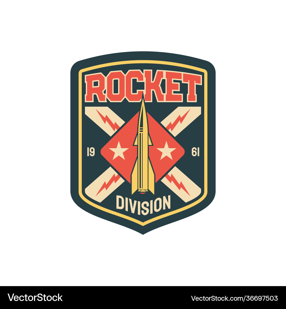 Rocket division patch on uniform with craft Rocket division patch on uniform with craft vector image