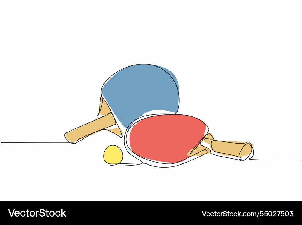 Single one line drawing paddle ping pong racket Single one line drawing paddle ping pong racket vector image