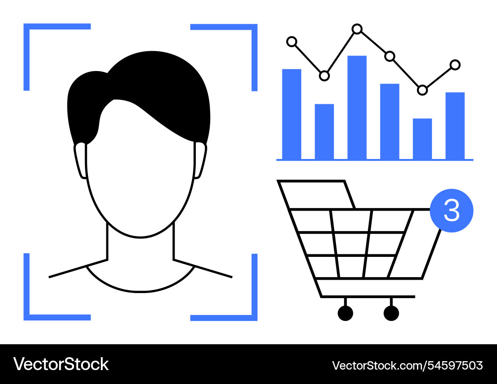 User profile with shopping cart notification User profile with shopping cart notification Vector Image