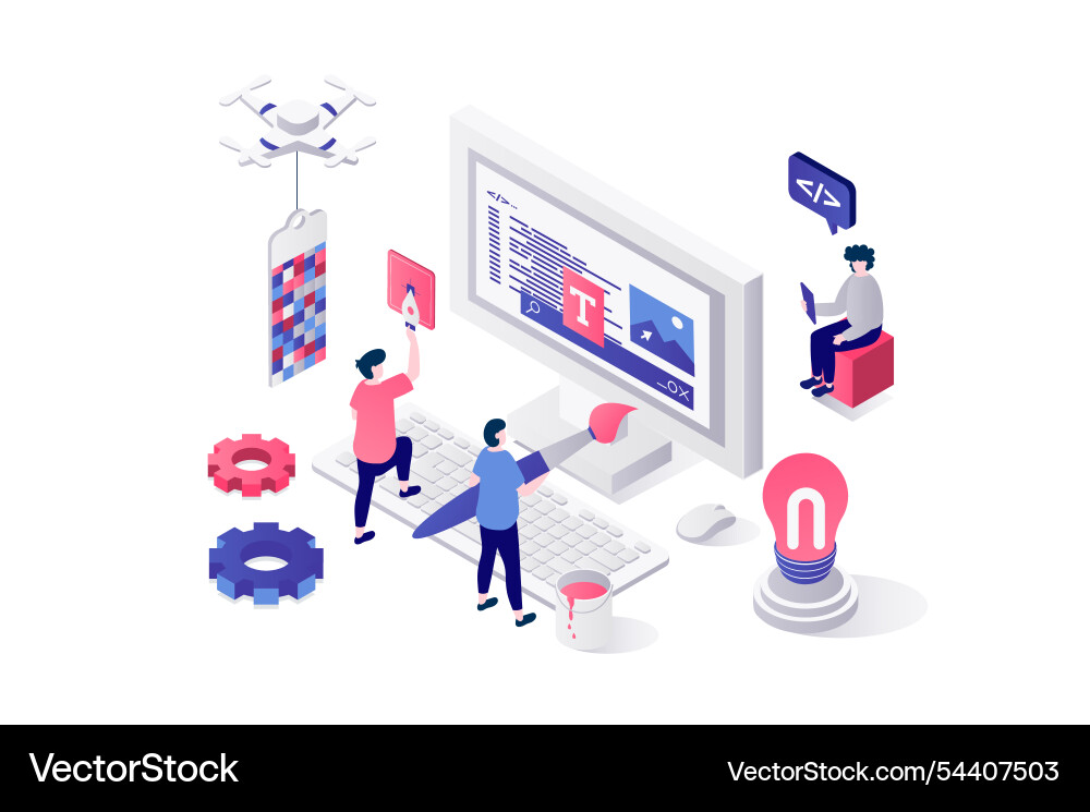 Web design 3d isometric concept in geometry Web design 3d isometric concept in geometry vector image
