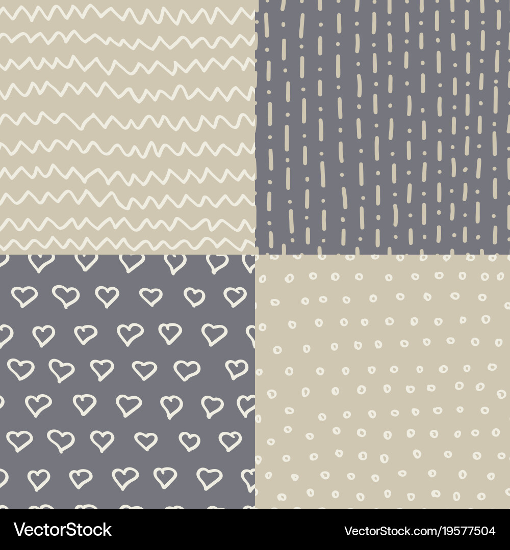 Abstract handdrawn seamless patterns set simple vector image