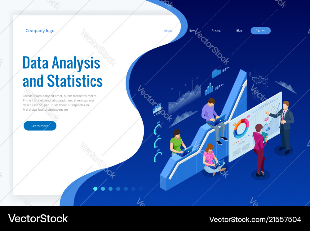 Isometric web banner data analysis and statistics Isometric web banner data analysis and statistics vector image