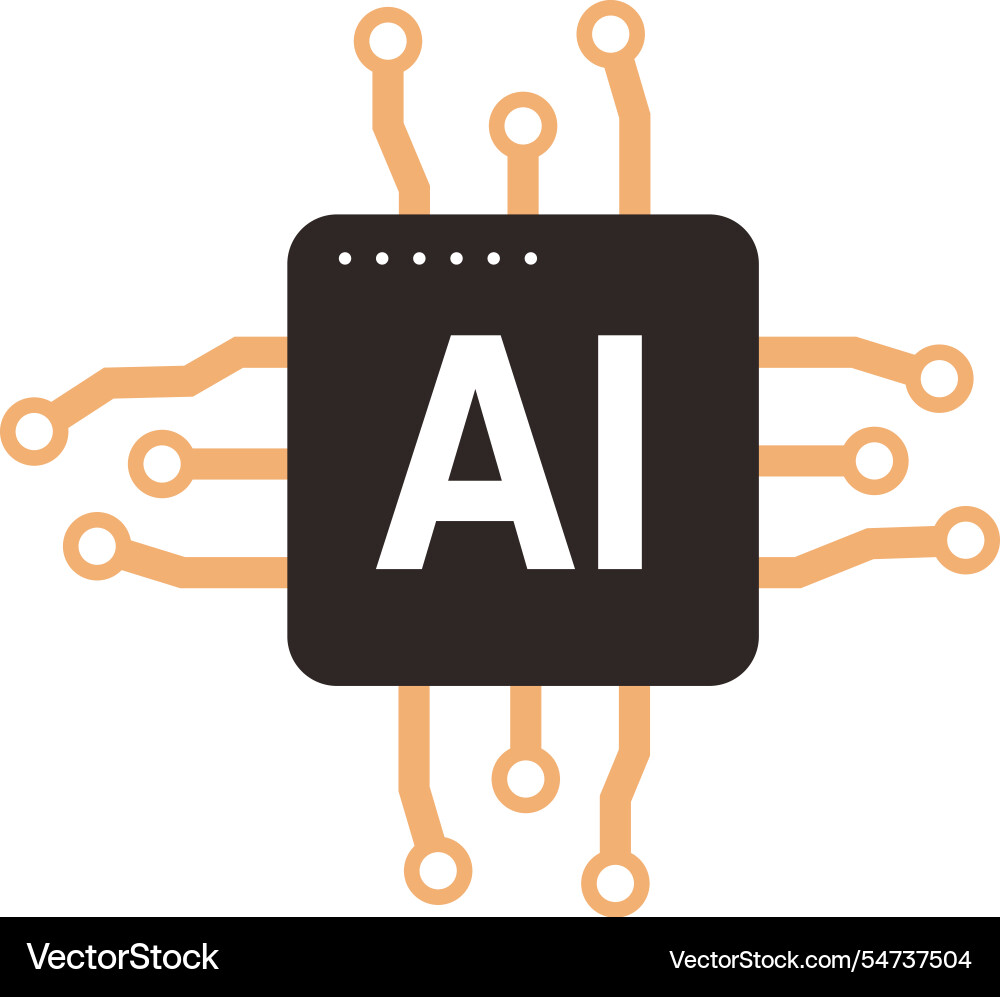 Microchip icon artificial intelligence concept Microchip icon artificial intelligence concept vector image